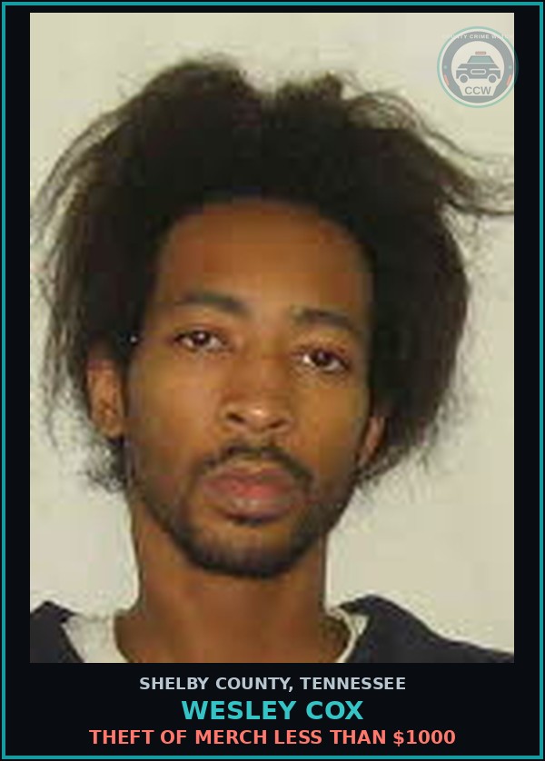 Booking mugshot of WESLEY COX in Shelby County