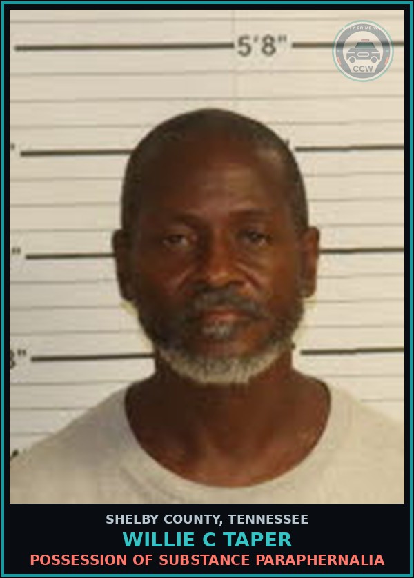 Booking mugshot of WILLIE C TAPER in Shelby County