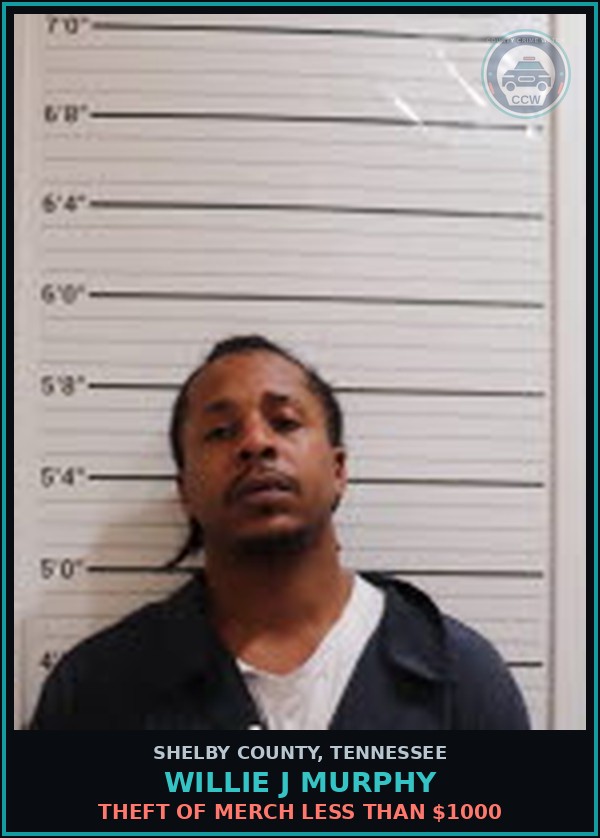 Booking mugshot of WILLIE J MURPHY in Shelby County