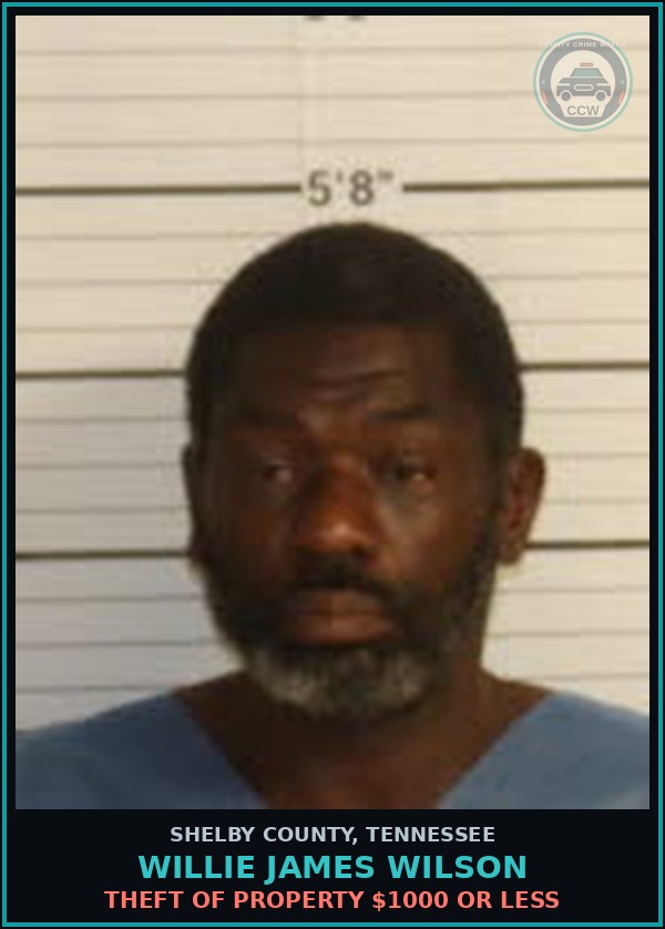 Booking mugshot of WILLIE JAMES WILSON in Shelby County