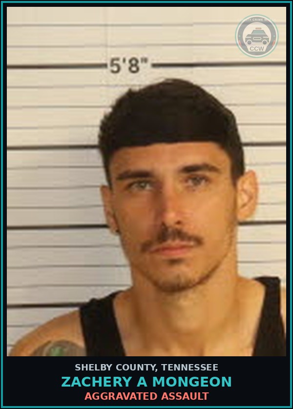 Booking mugshot of ZACHERY A MONGEON in Shelby County
