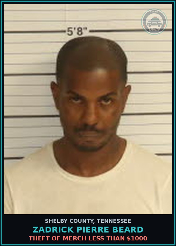 Booking mugshot of ZADRICK PIERRE BEARD in Shelby County
