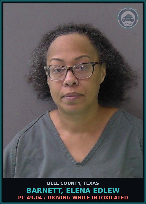 Booking mugshot of BARNETT, ELENA EDLEW in Bell County