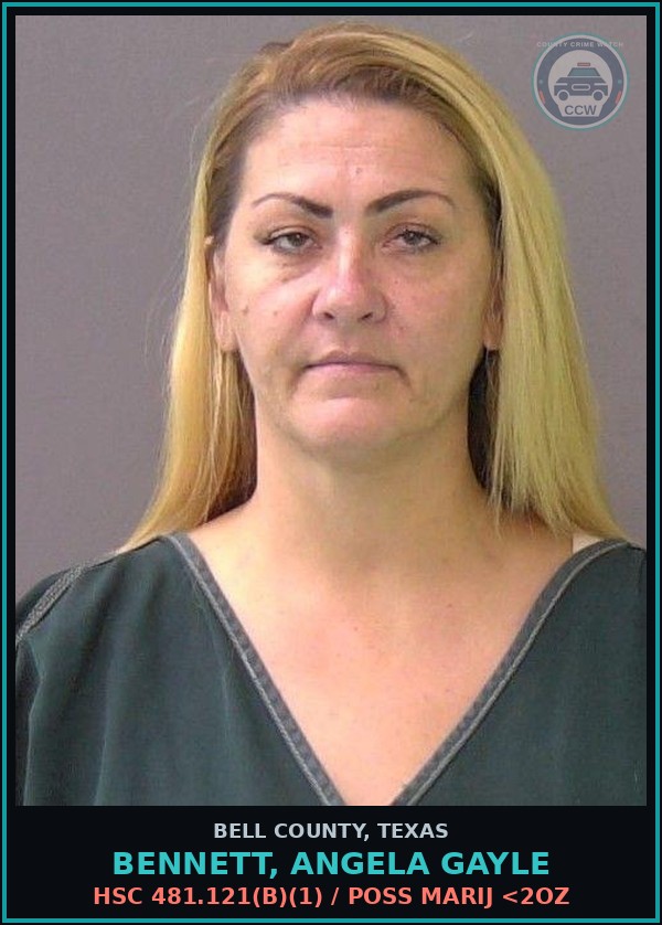 Booking mugshot of BENNETT, ANGELA GAYLE in Bell County