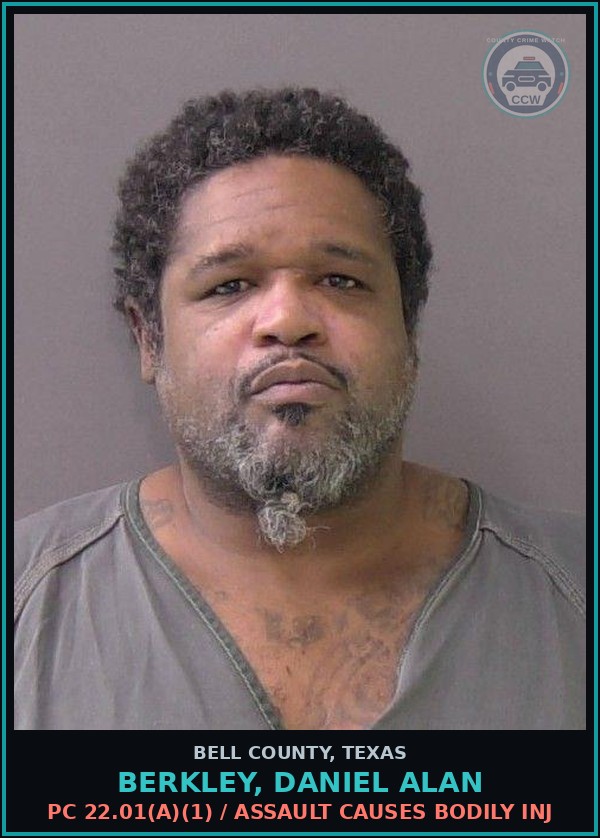 Booking mugshot of BERKLEY, DANIEL ALAN in Bell County