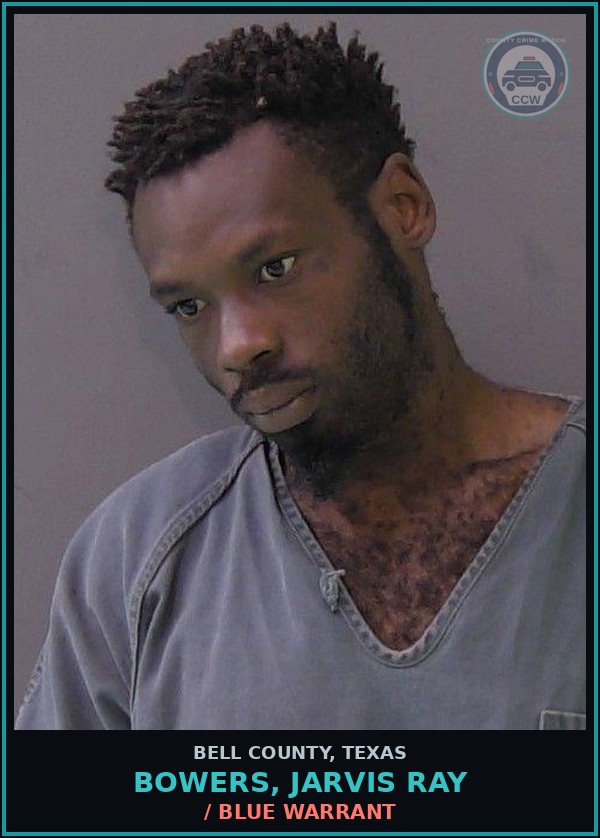 Booking mugshot of BOWERS, JARVIS RAY in Bell County