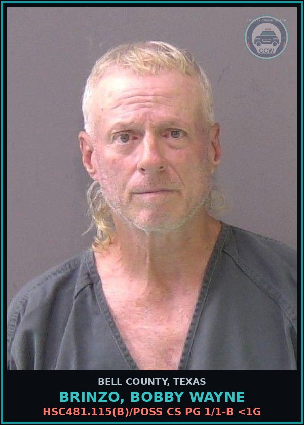 Booking mugshot of BRINZO, BOBBY WAYNE in Bell County