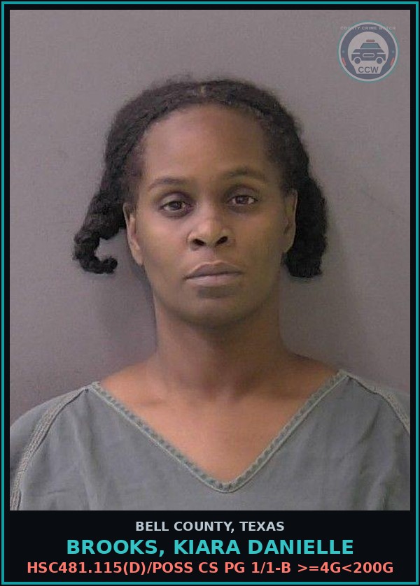 Booking mugshot of BROOKS, KIARA DANIELLE in Bell County