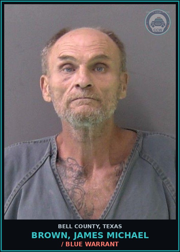 Booking mugshot of BROWN, JAMES MICHAEL in Bell County