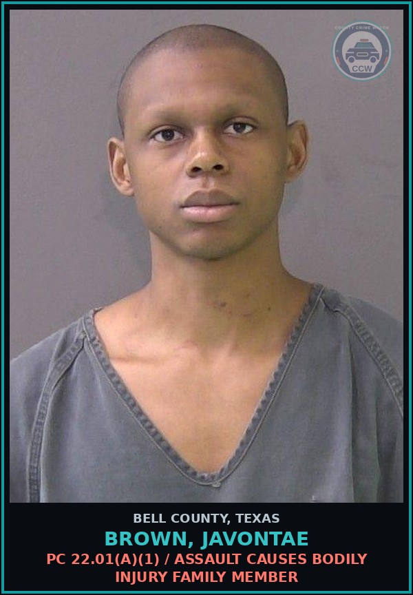 Booking mugshot of BROWN, JAVONTAE in Bell County