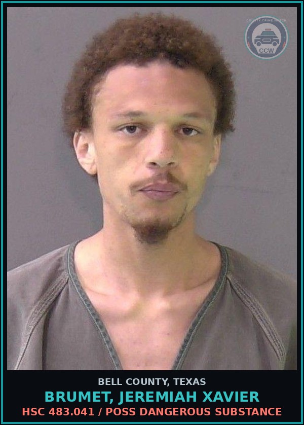 Booking mugshot of BRUMET, JEREMIAH XAVIER in Bell County