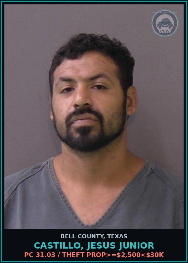 Booking mugshot of CASTILLO, JESUS JUNIOR in Bell County