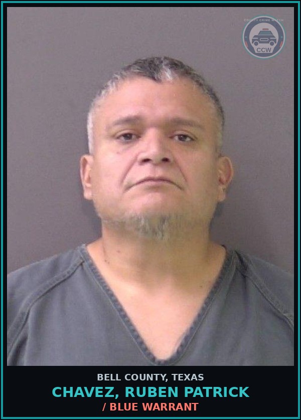 Booking mugshot of CHAVEZ, RUBEN PATRICK in Bell County