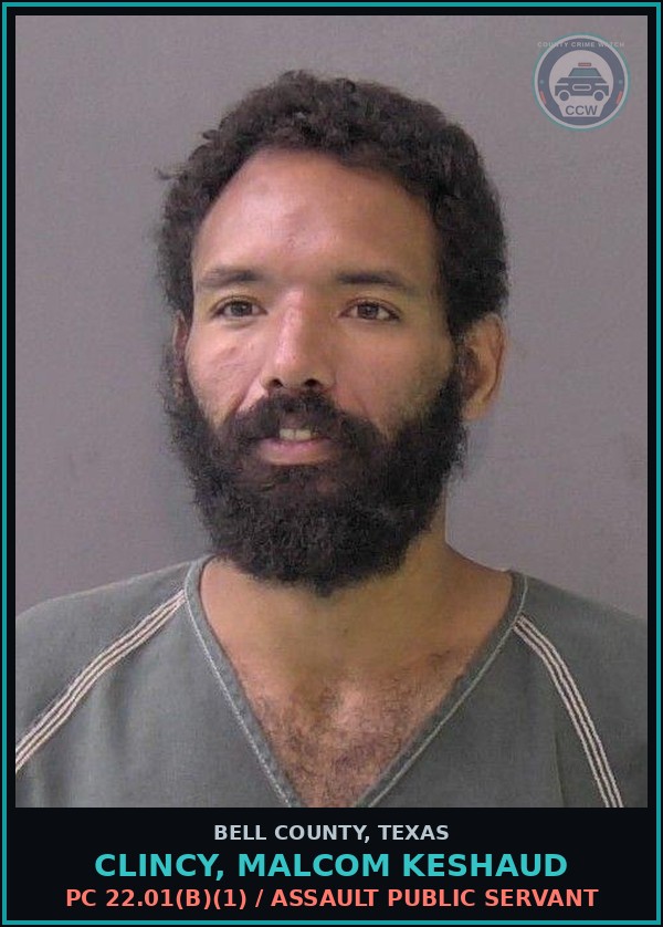 Booking mugshot of CLINCY, MALCOM KESHAUD in Bell County