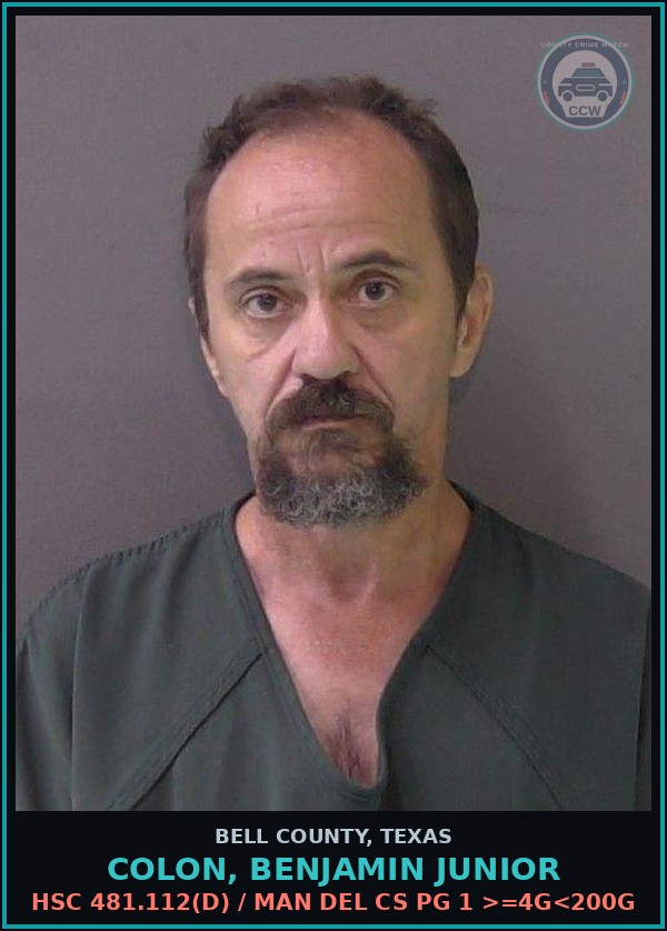 Booking mugshot of COLON, BENJAMIN JUNIOR in Bell County