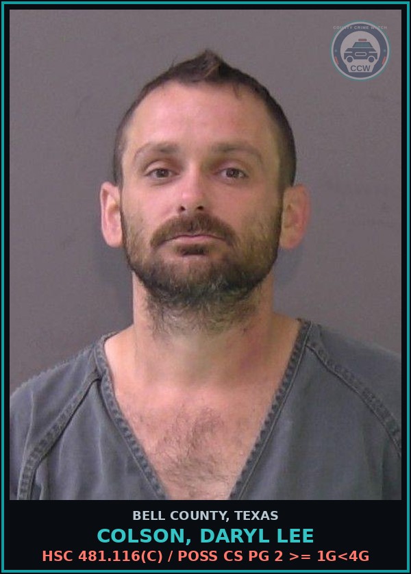 Booking mugshot of COLSON, DARYL LEE in Bell County