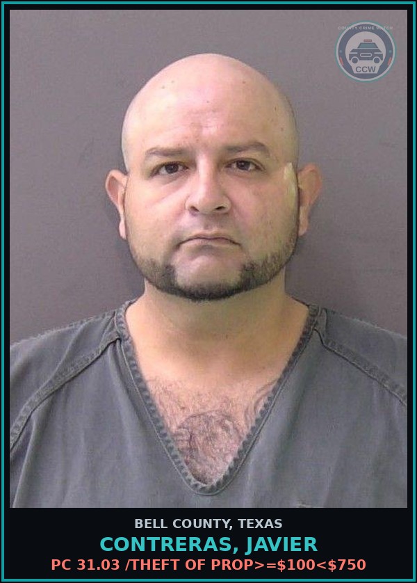 Booking mugshot of CONTRERAS, JAVIER in Bell County