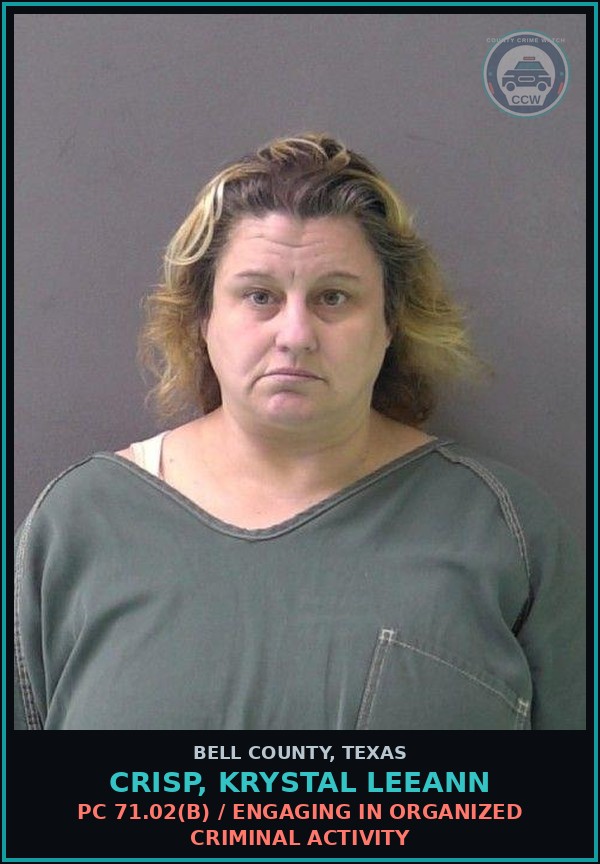 Booking mugshot of CRISP, KRYSTAL LEEANN in Bell County