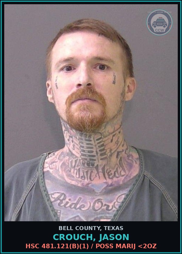 Booking mugshot of CROUCH, JASON in Bell County