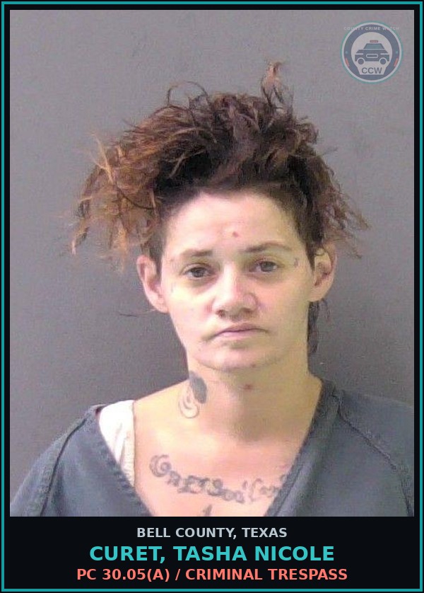 Booking mugshot of CURET, TASHA NICOLE in Bell County