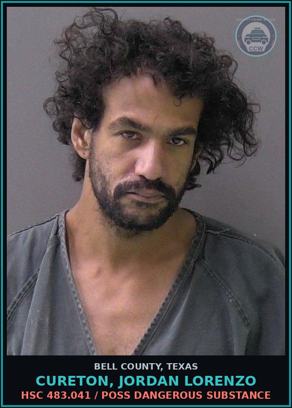 Booking mugshot of CURETON, JORDAN LORENZO in Bell County