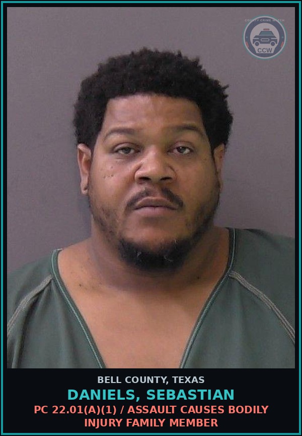 Booking mugshot of DANIELS, SEBASTIAN in Bell County