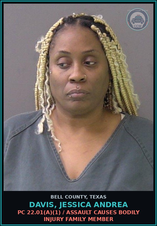 Booking mugshot of DAVIS, JESSICA ANDREA in Bell County