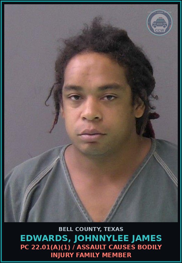 Booking mugshot of EDWARDS, JOHNNYLEE JAMES in Bell County