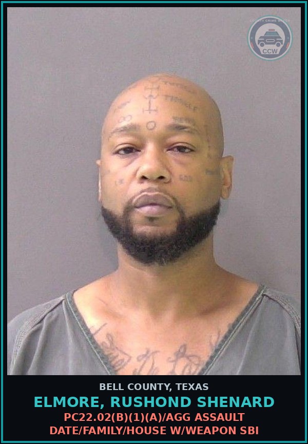 Booking mugshot of ELMORE, RUSHOND SHENARD in Bell County
