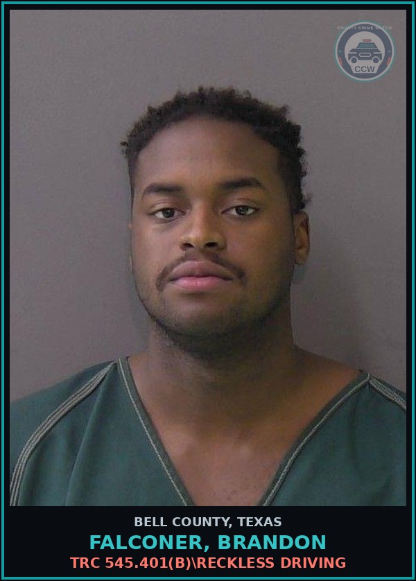 Booking mugshot of FALCONER, BRANDON in Bell County