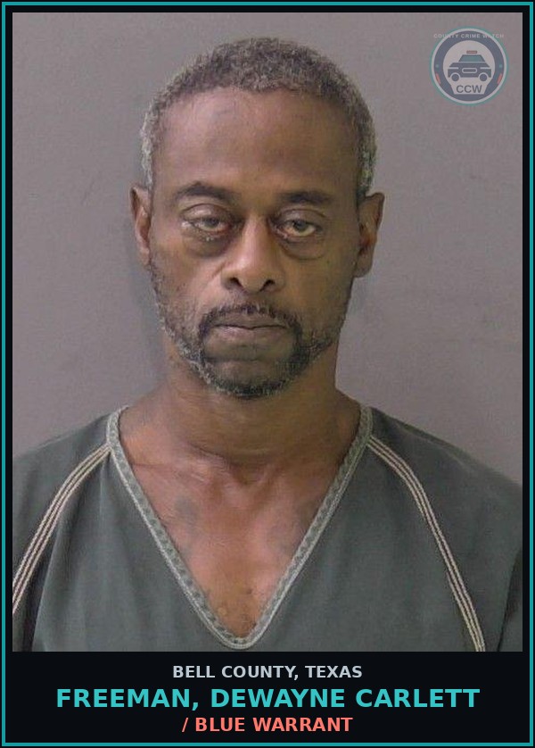 Booking mugshot of FREEMAN, DEWAYNE CARLETT in Bell County
