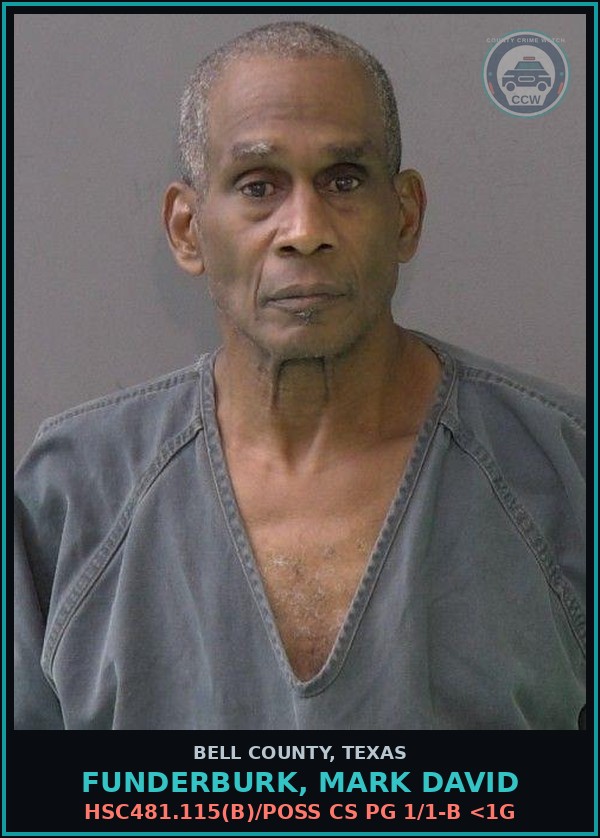 Booking mugshot of FUNDERBURK, MARK DAVID in Bell County