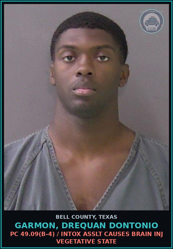 Booking mugshot of GARMON, DREQUAN DONTONIO in Bell County