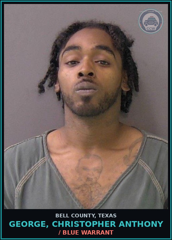 Booking mugshot of GEORGE, CHRISTOPHER ANTHONY in Bell County