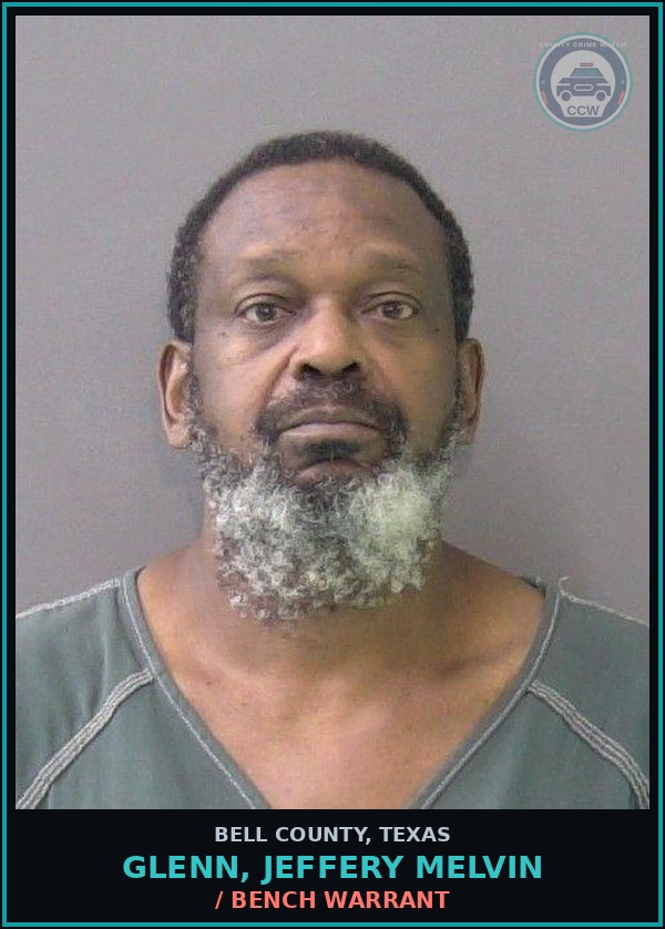 Booking mugshot of GLENN, JEFFERY MELVIN in Bell County