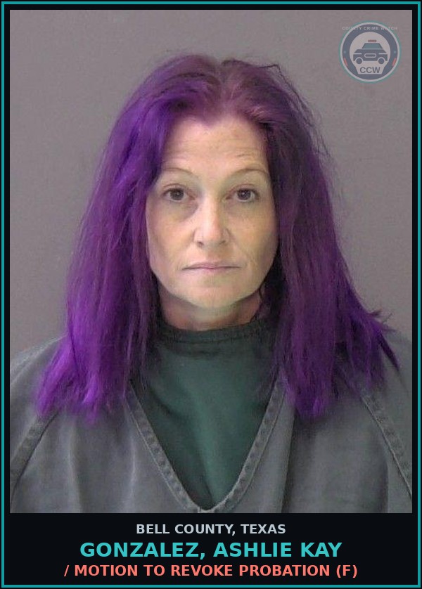 Booking mugshot of GONZALEZ, ASHLIE KAY in Bell County