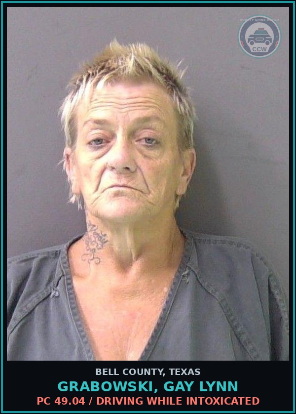 Booking mugshot of GRABOWSKI, GAY LYNN in Bell County