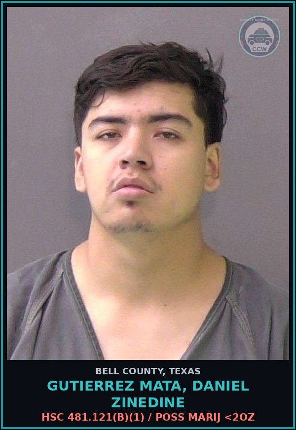 Booking mugshot of GUTIERREZ MATA, DANIEL ZINEDINE in Bell County