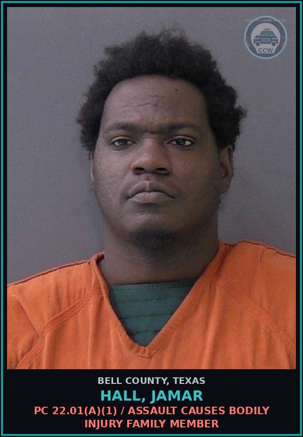 Booking mugshot of HALL, JAMAR in Bell County