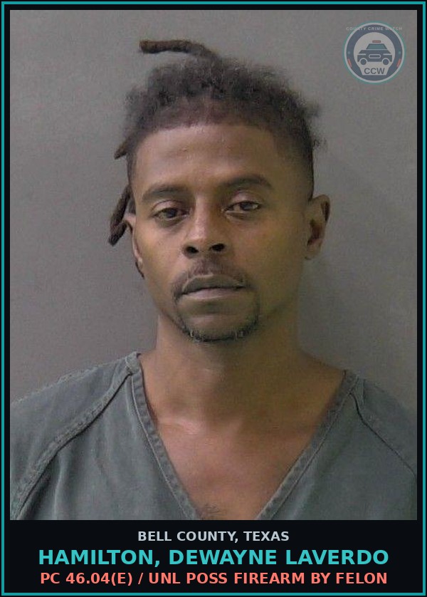 Booking mugshot of HAMILTON, DEWAYNE LAVERDO in Bell County
