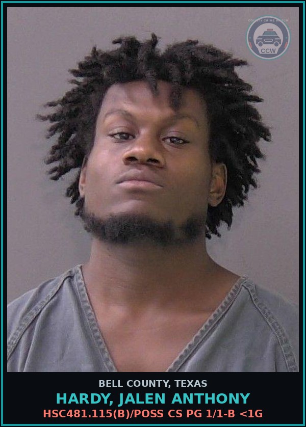 Booking mugshot of HARDY, JALEN ANTHONY in Bell County