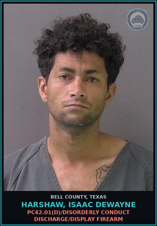 Booking mugshot of HARSHAW, ISAAC DEWAYNE in Bell County