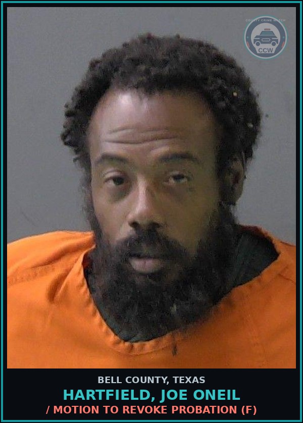 Booking mugshot of HARTFIELD, JOE ONEIL in Bell County