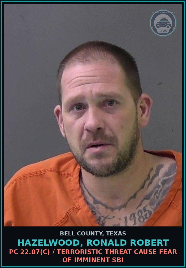Booking mugshot of HAZELWOOD, RONALD ROBERT in Bell County