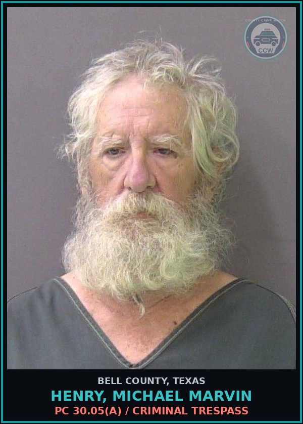 Booking mugshot of HENRY, MICHAEL MARVIN in Bell County