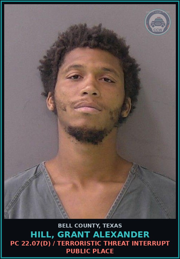 Booking mugshot of HILL, GRANT ALEXANDER in Bell County