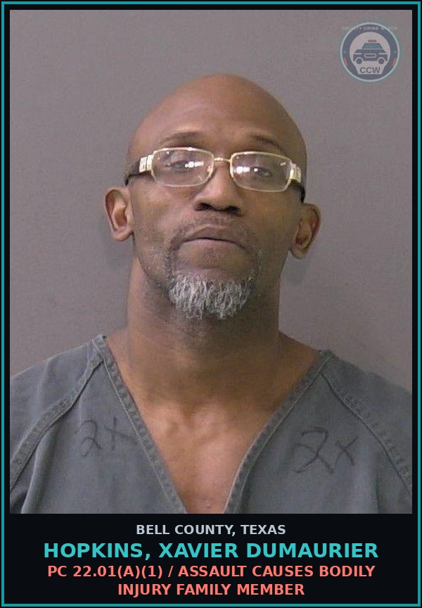 Booking mugshot of HOPKINS, XAVIER DUMAURIER in Bell County