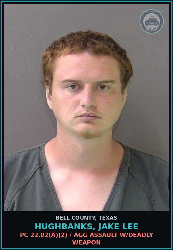 Booking mugshot of HUGHBANKS, JAKE LEE in Bell County