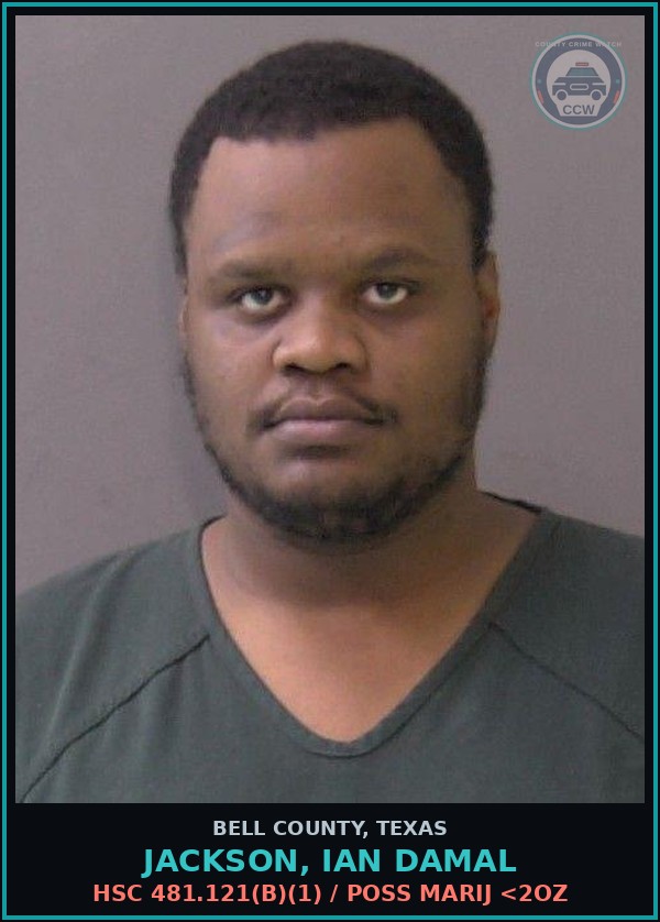 Booking mugshot of JACKSON, IAN DAMAL in Bell County