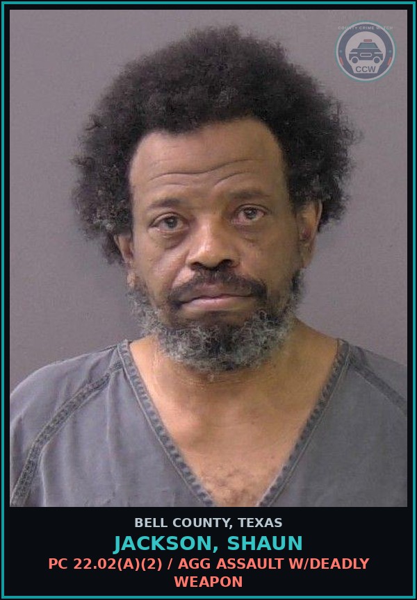 Booking mugshot of JACKSON, SHAUN in Bell County